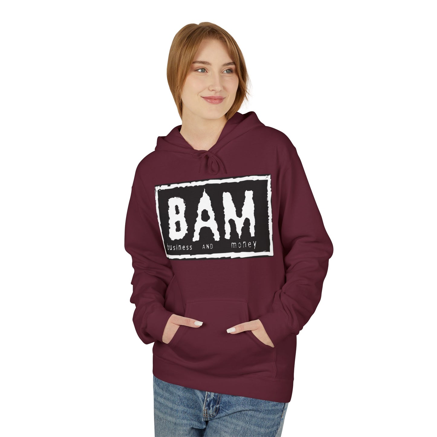 BAM Graphic Fleece Hoodie, Unisex Cozy Sweatshirt, Perfect Gift for Friends, Casual Streetwear, Ideal for Celebrations, Relaxed Style