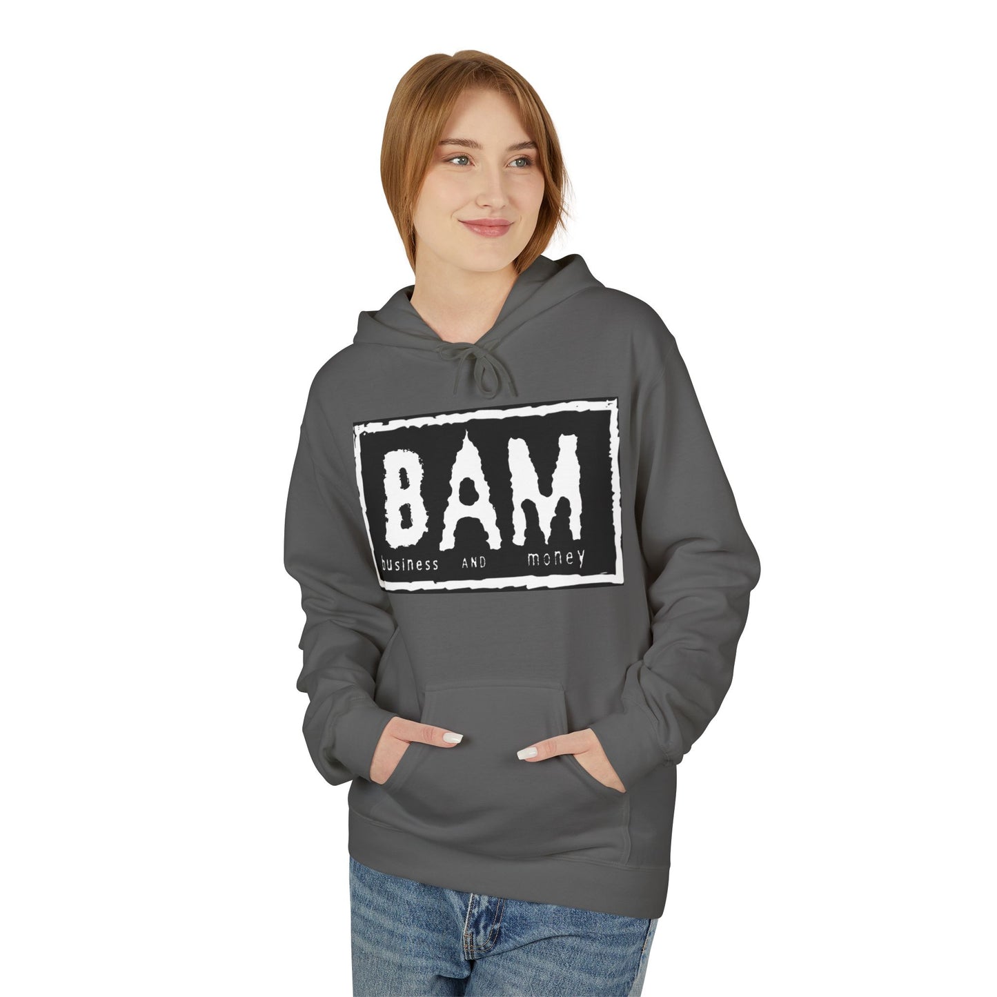 BAM Graphic Fleece Hoodie, Unisex Cozy Sweatshirt, Perfect Gift for Friends, Casual Streetwear, Ideal for Celebrations, Relaxed Style