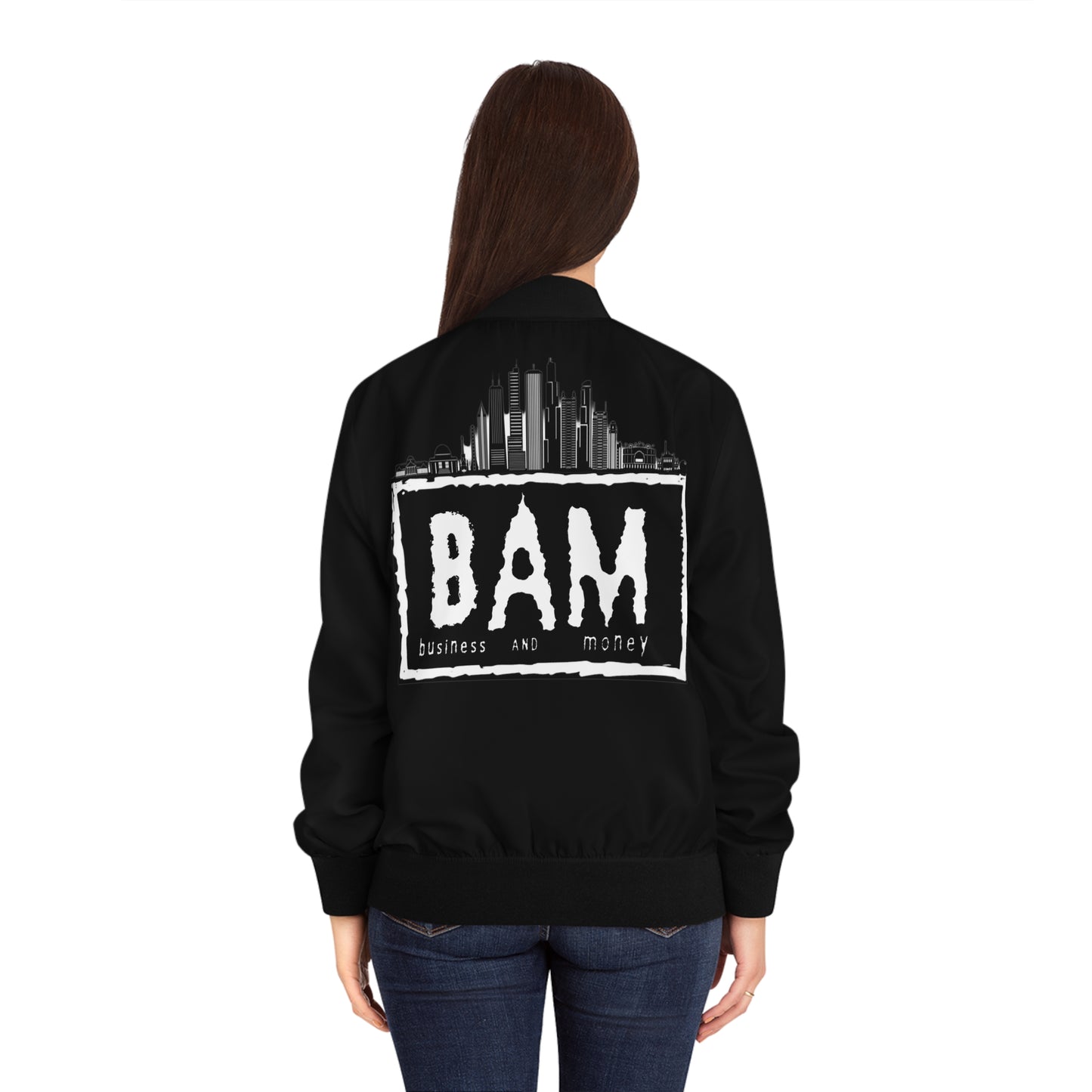 BAM Women's Bomber Jacket — Business And Money Graphic Bomber