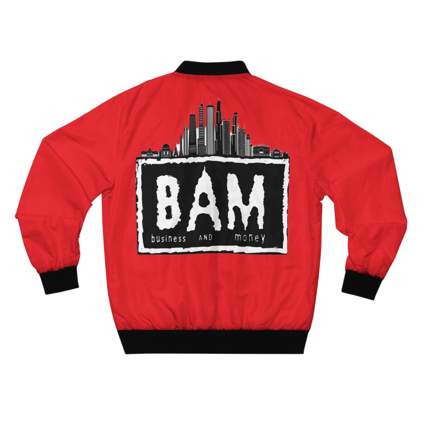 Red BAM Bomber Jacket — Business And Money Urban Skyline Jacket