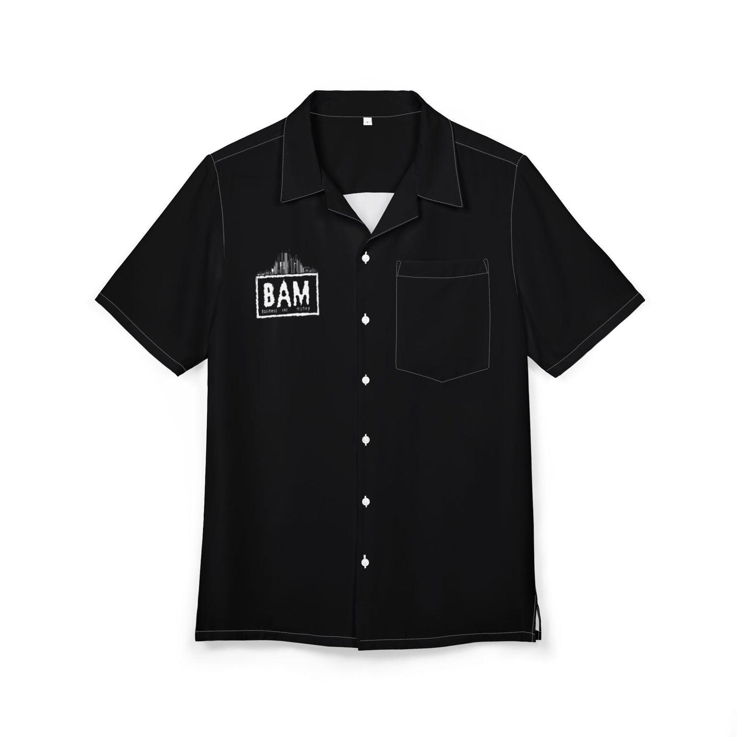Hawaiian Shirt — "Business & Money" Black AOP Button-Down