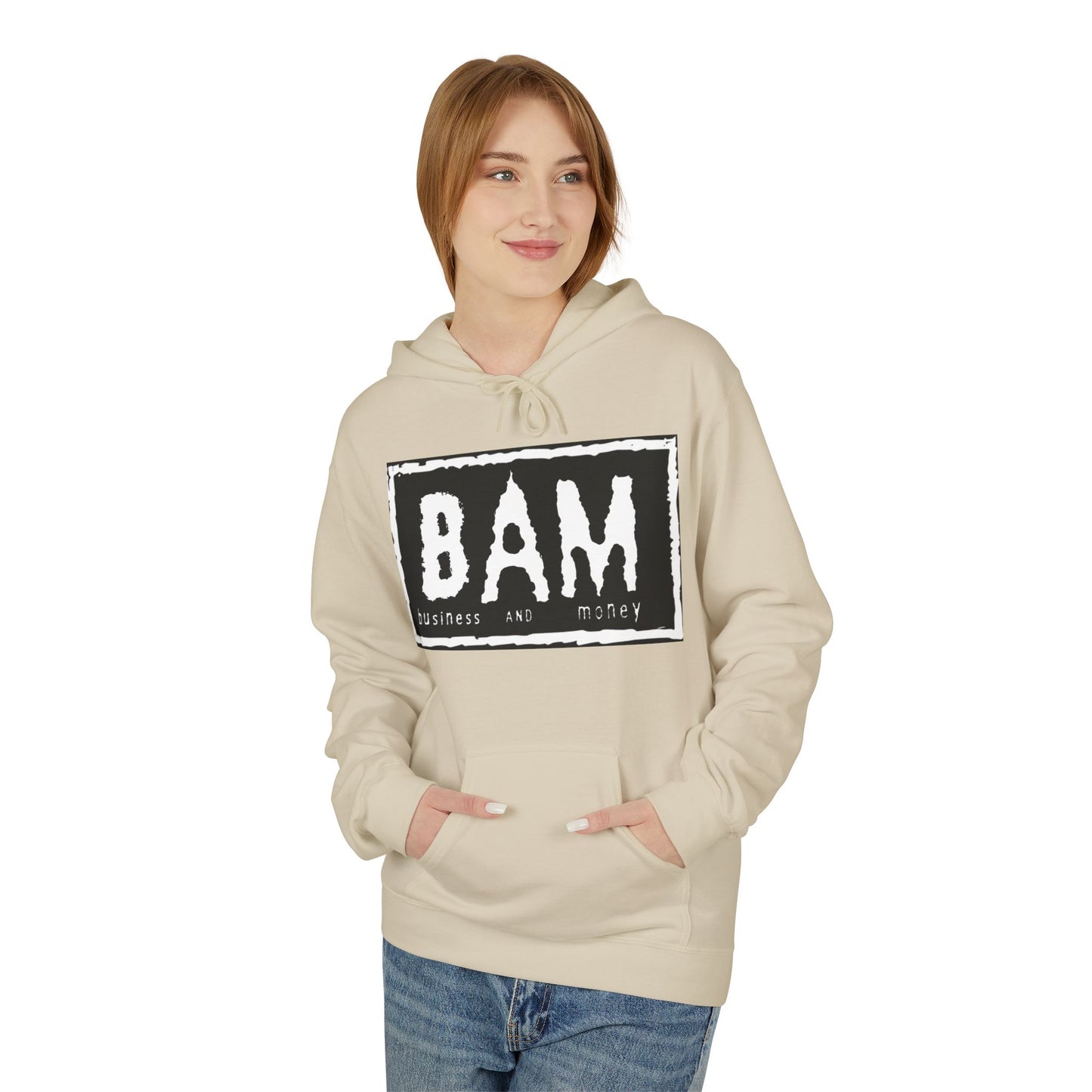 BAM Graphic Fleece Hoodie, Unisex Cozy Sweatshirt, Perfect Gift for Friends, Casual Streetwear, Ideal for Celebrations, Relaxed Style