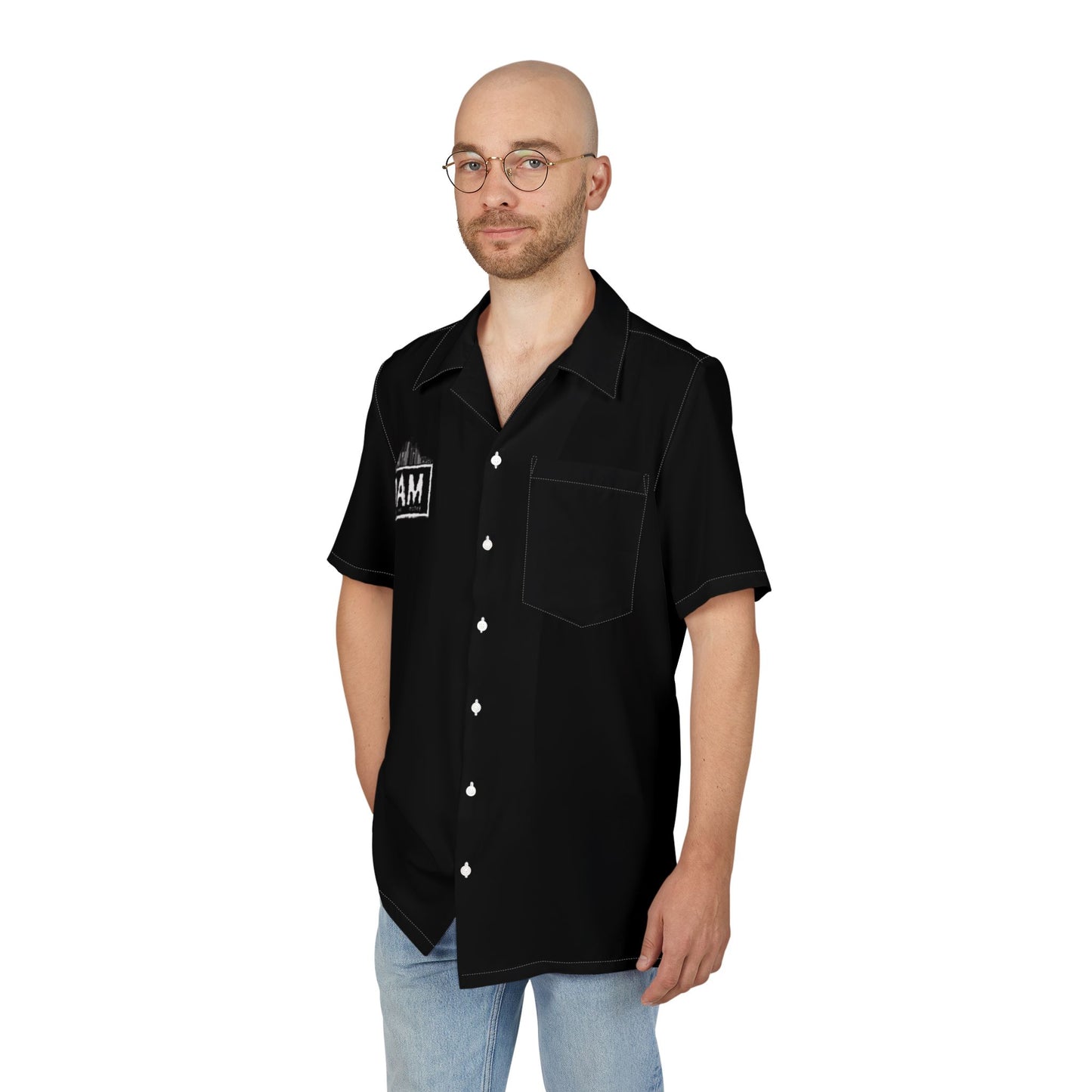Hawaiian Shirt — "Business & Money" Black AOP Button-Down