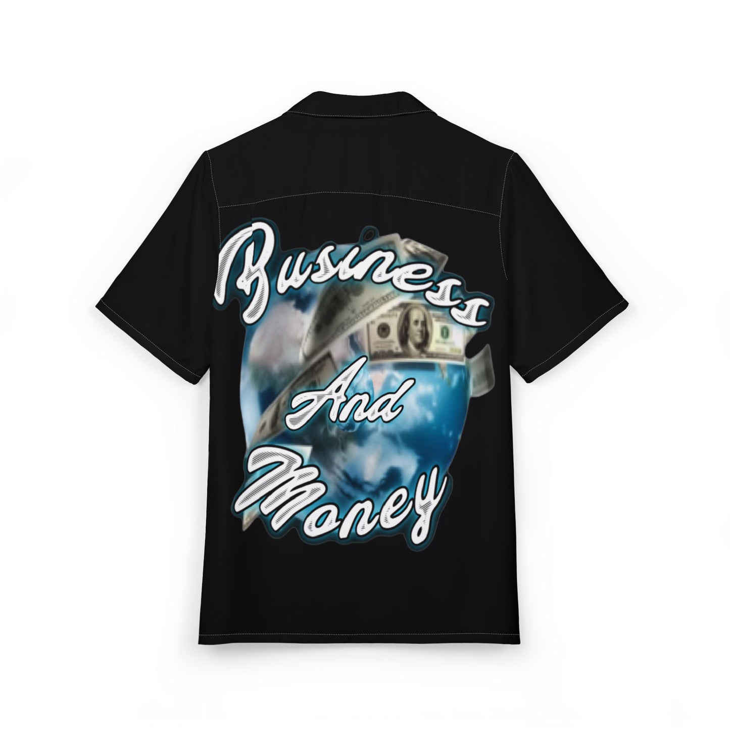 Hawaiian Shirt — "Business & Money" Black AOP Button-Down